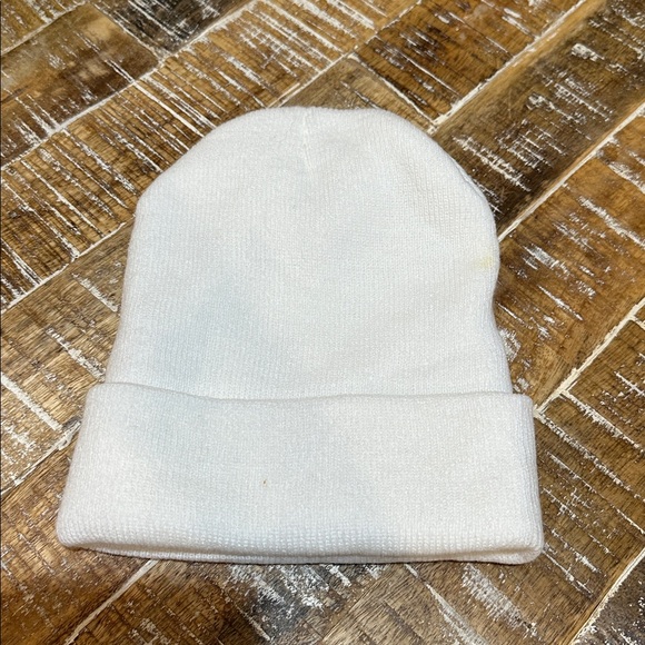 White Beanie with Gold Logo - Picture 3 of 3